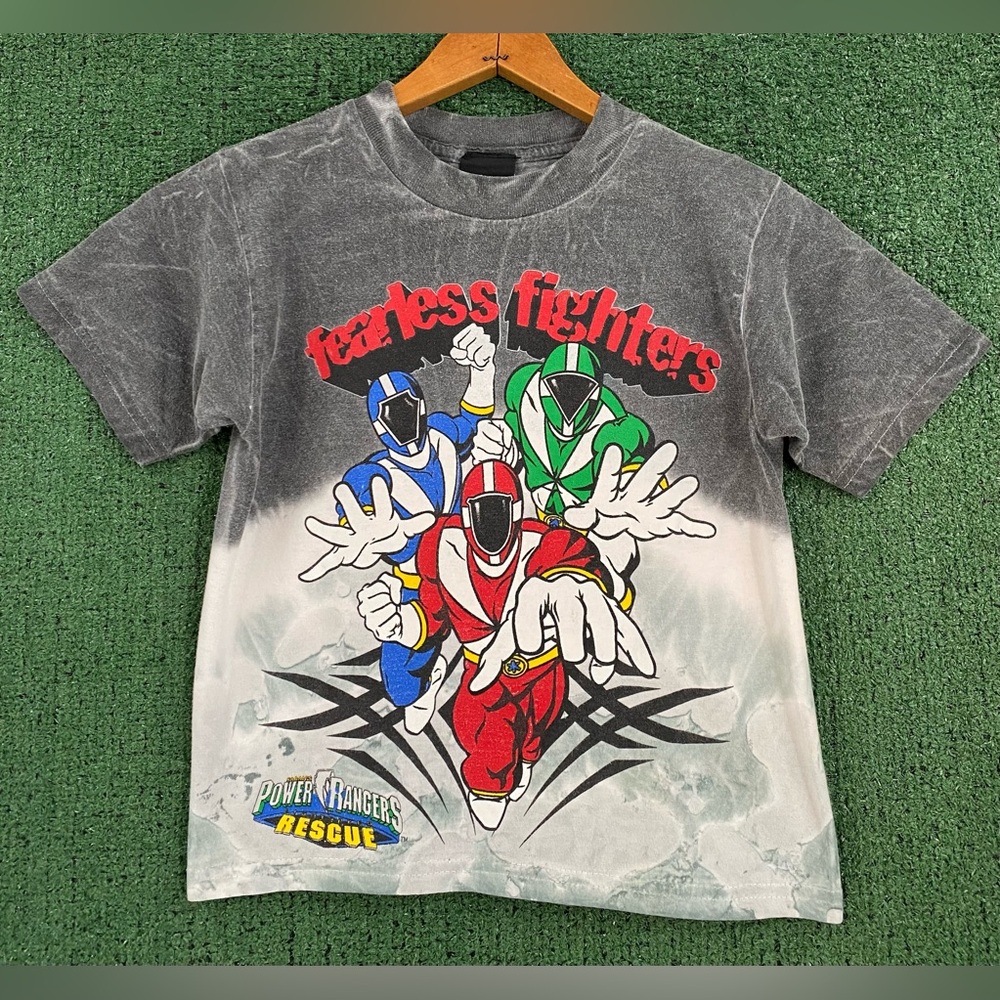 VTG 90’s Sabans Power Rangers Rescue Fearless Fighters Tie Dye T-Shirt Boys 5/6
